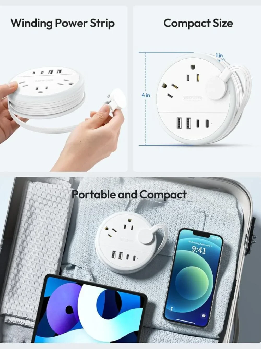 Compact Travel Power Strip - Essential for Cruises & Adventures, 2026 Ready!